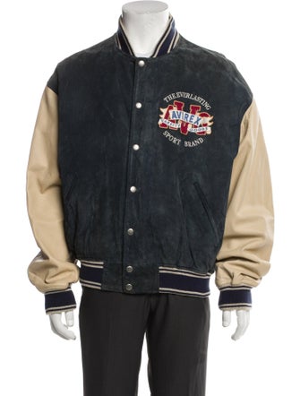 Avirex Leather Graphic Print Varsity Jacket