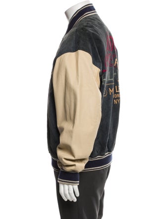 Avirex Leather Graphic Print Varsity Jacket