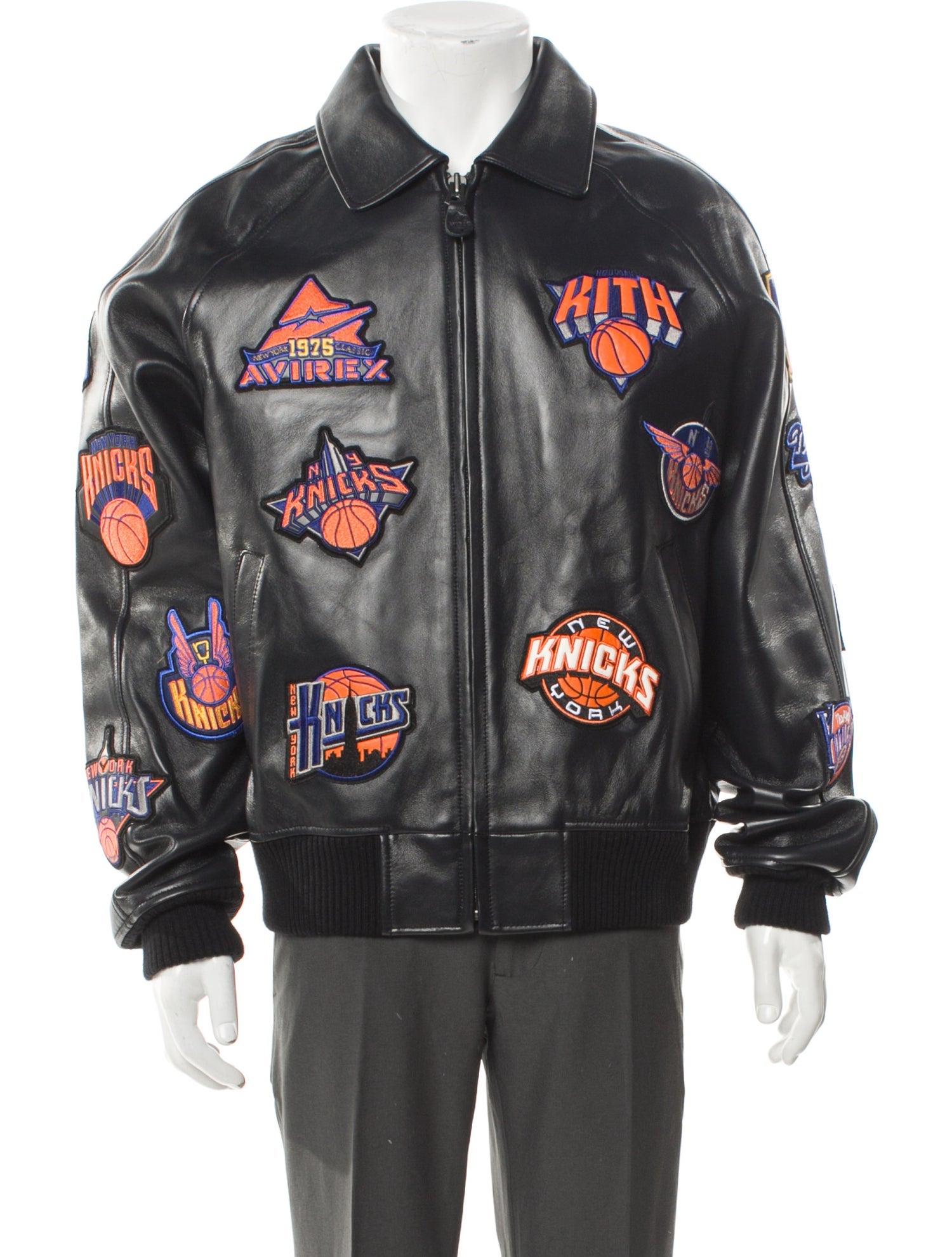 Avirex x Kith 'New York Knicks' Lamb Leather Denim Jacket