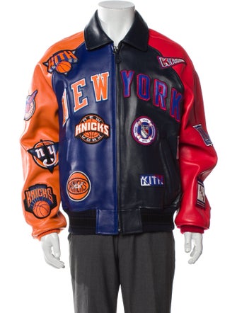 Avirex Lamb Leather Printed Denim Jacket