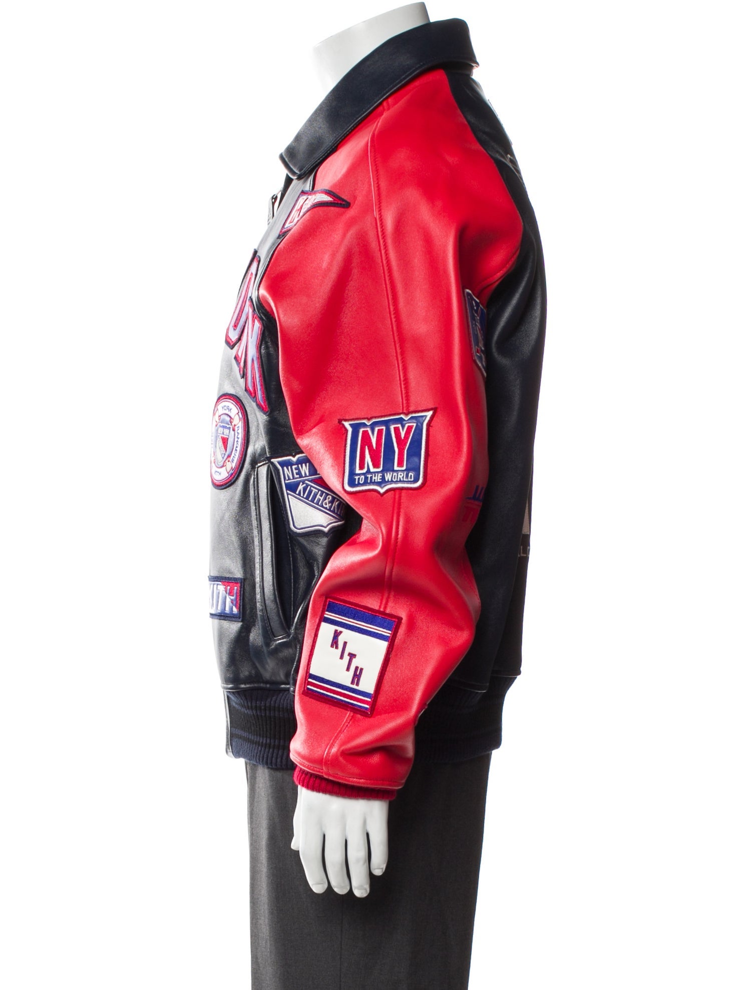 Avirex Lamb Leather Printed Denim Jacket