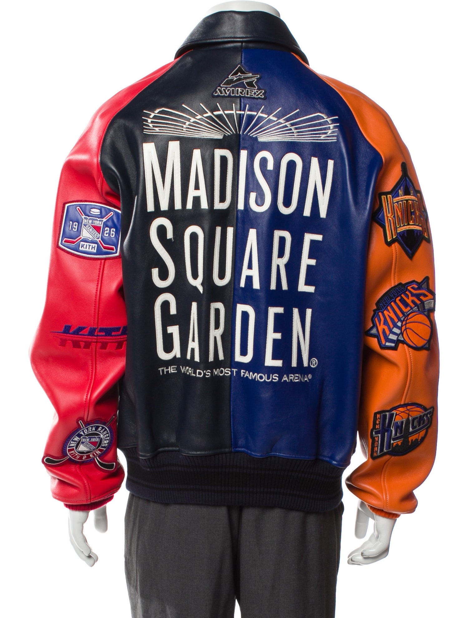 Avirex Lamb Leather Printed Denim Jacket