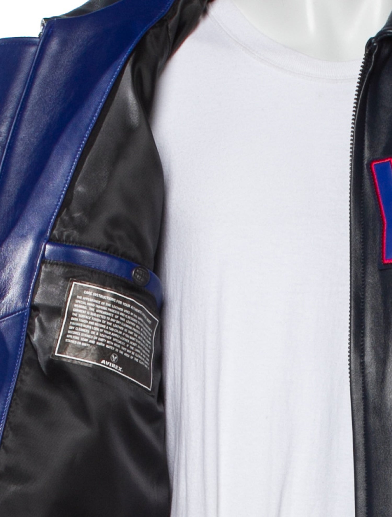 Avirex Lamb Leather Printed Denim Jacket