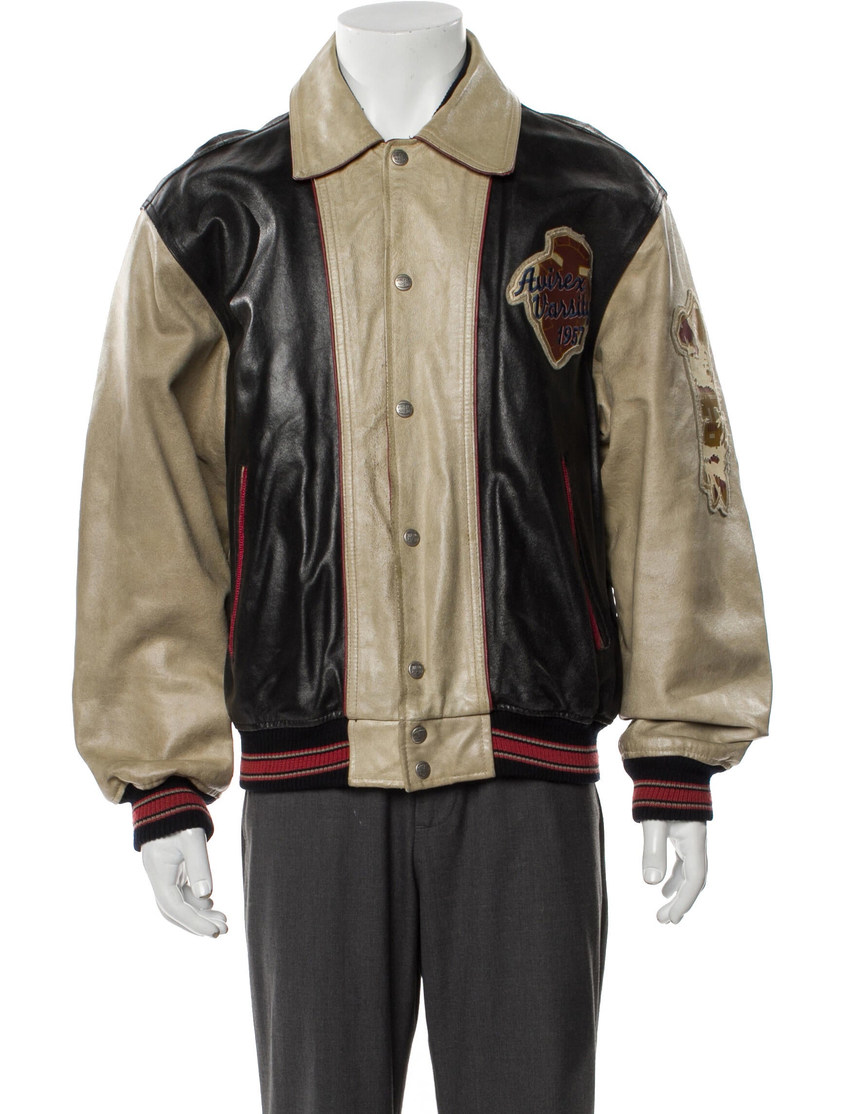 Avirex Colorblock Pattern Bomber Jacket