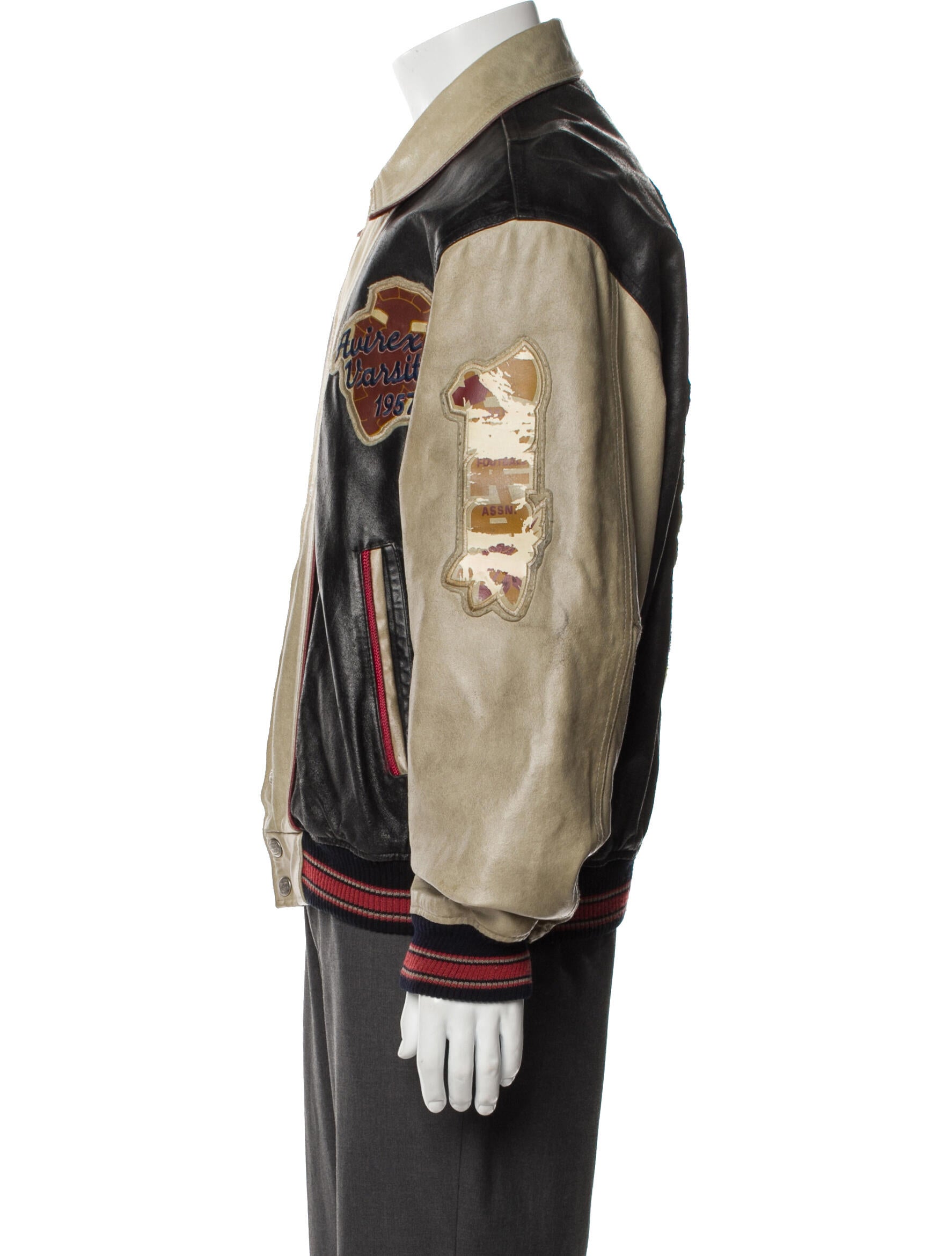 Avirex Colorblock Pattern Bomber Jacket