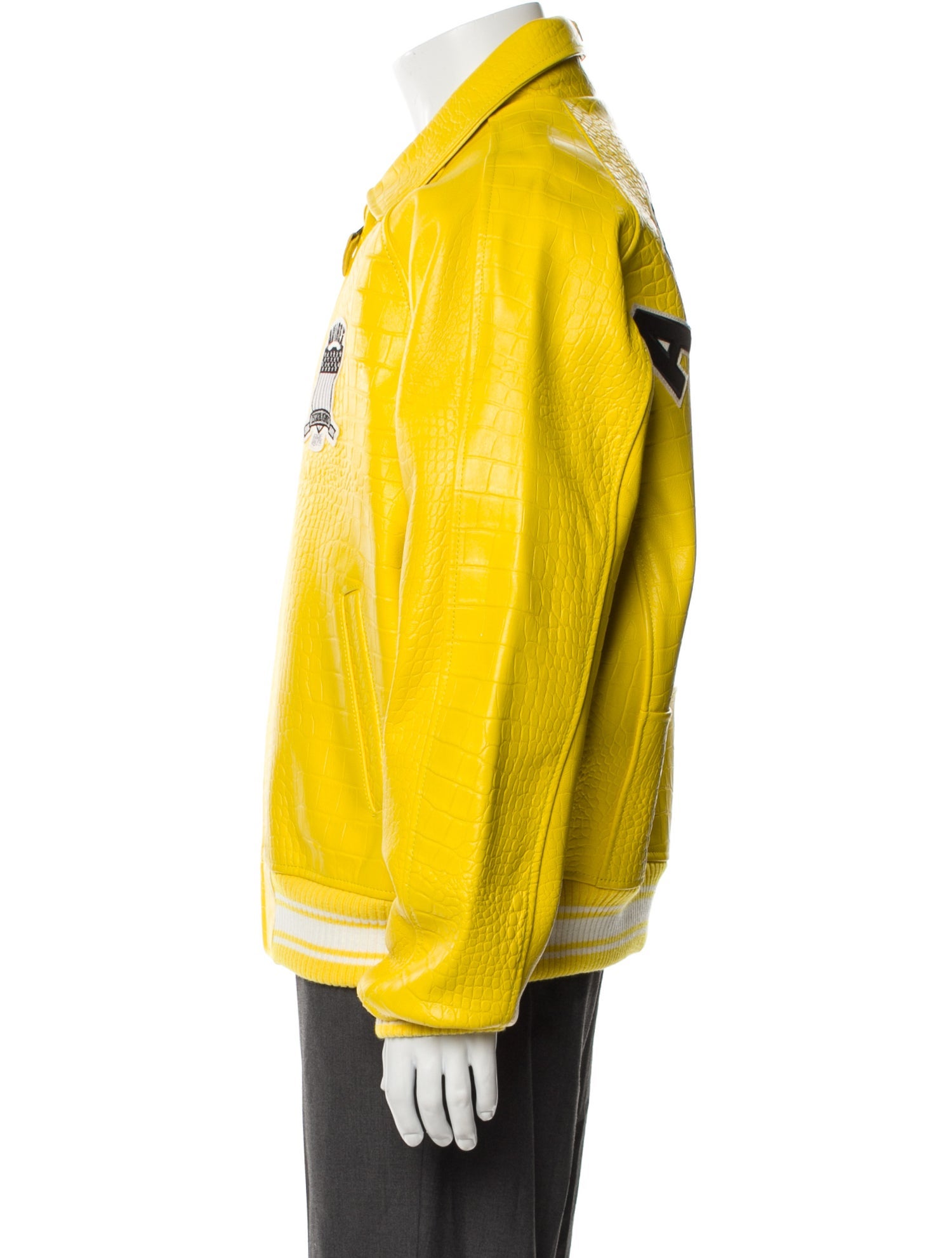 Avirex Lamb Leather Graphic Print Denim Jacket