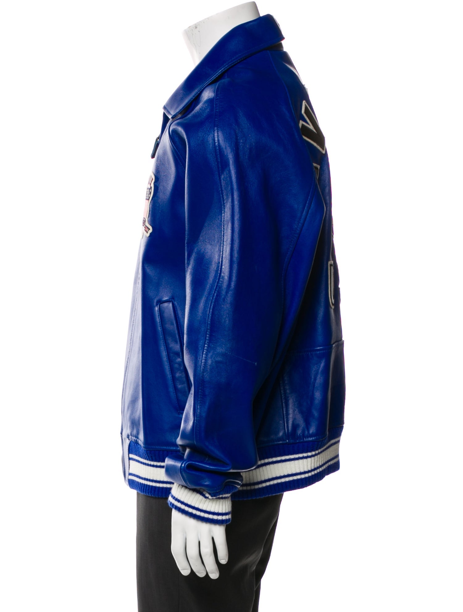 Avirex Lamb Leather Graphic Print Bomber Jacket