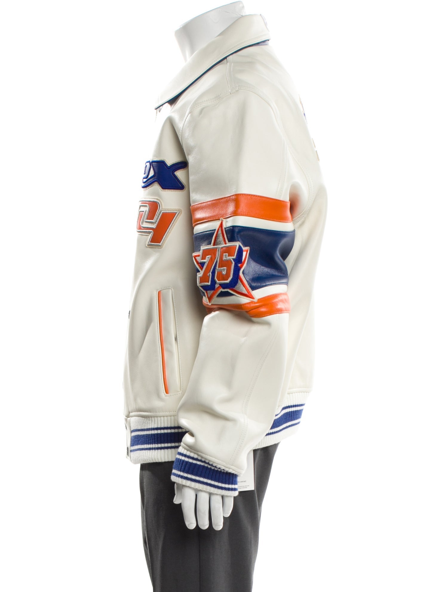 Avirex Lamb Leather Colorblock Pattern Varsity Jacket w/ Tags