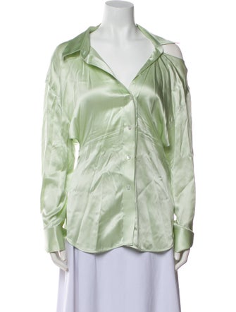 Alexanderwang.T Silk V-Neck Button-Up Top