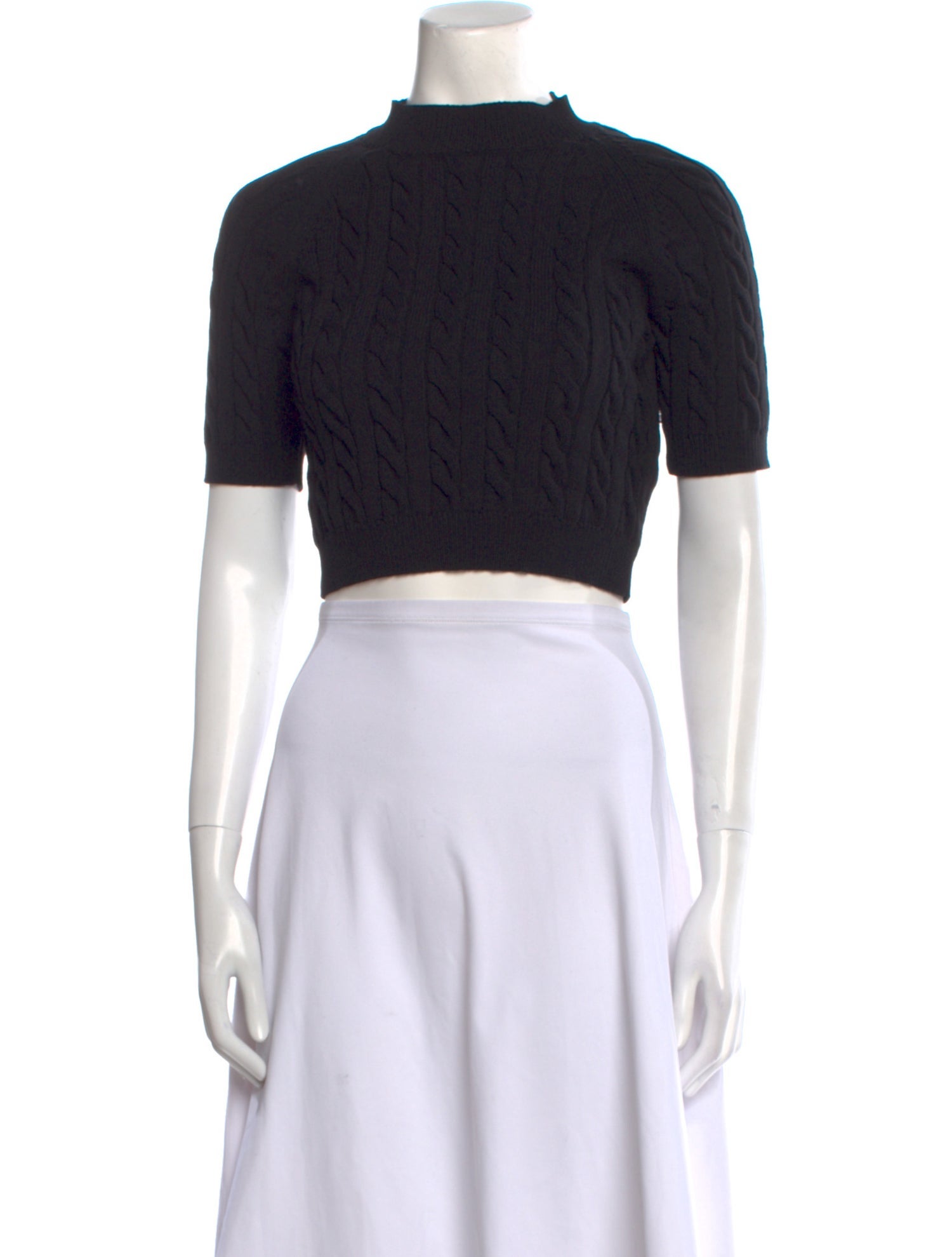 Alexanderwang.T Mock Neck Short Sleeve Crop Top