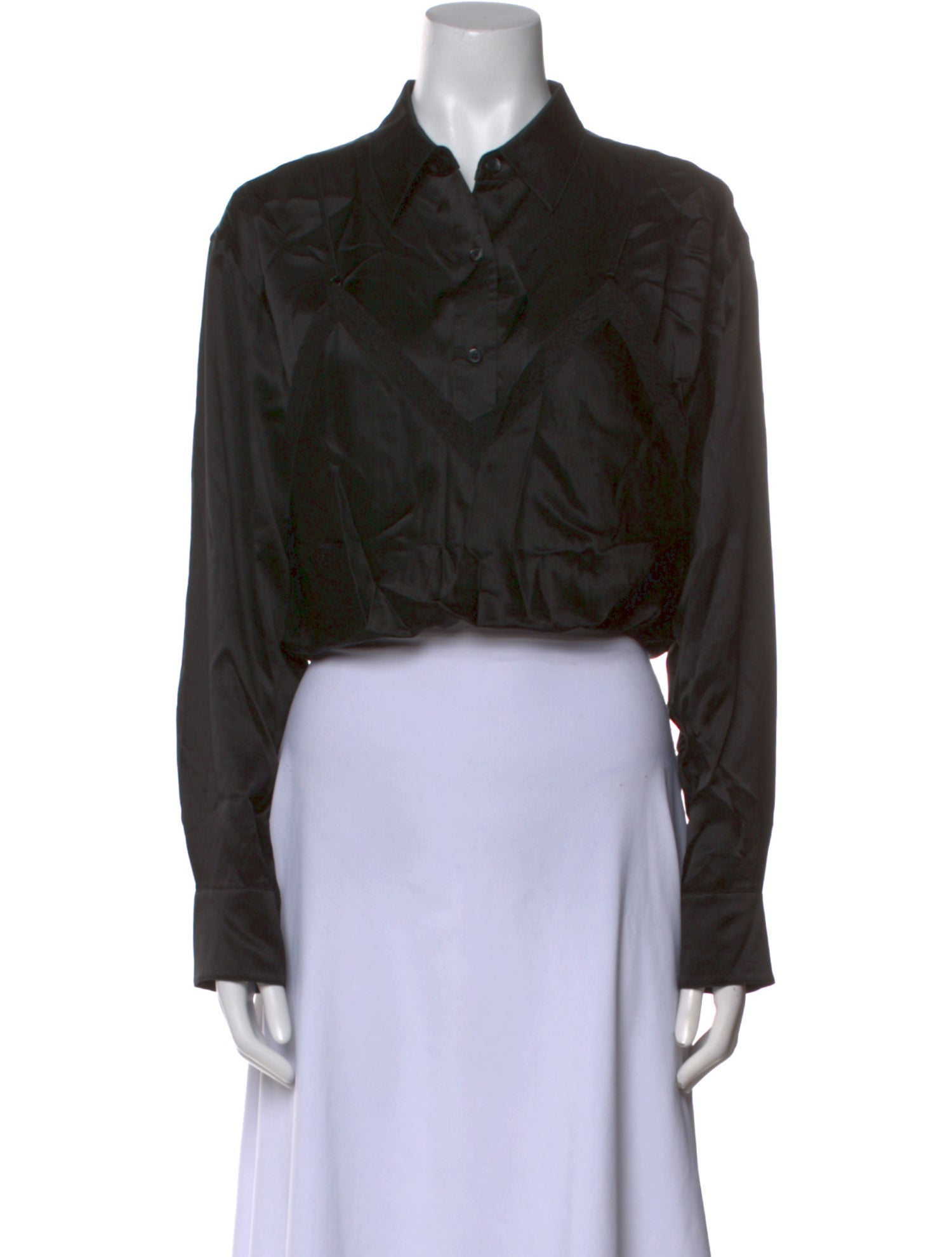 Alexanderwang.T Silk Long Sleeve Crop Top