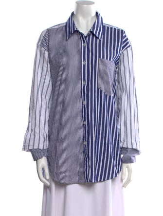 Alexanderwang.T Striped Long Sleeve Button-Up Top