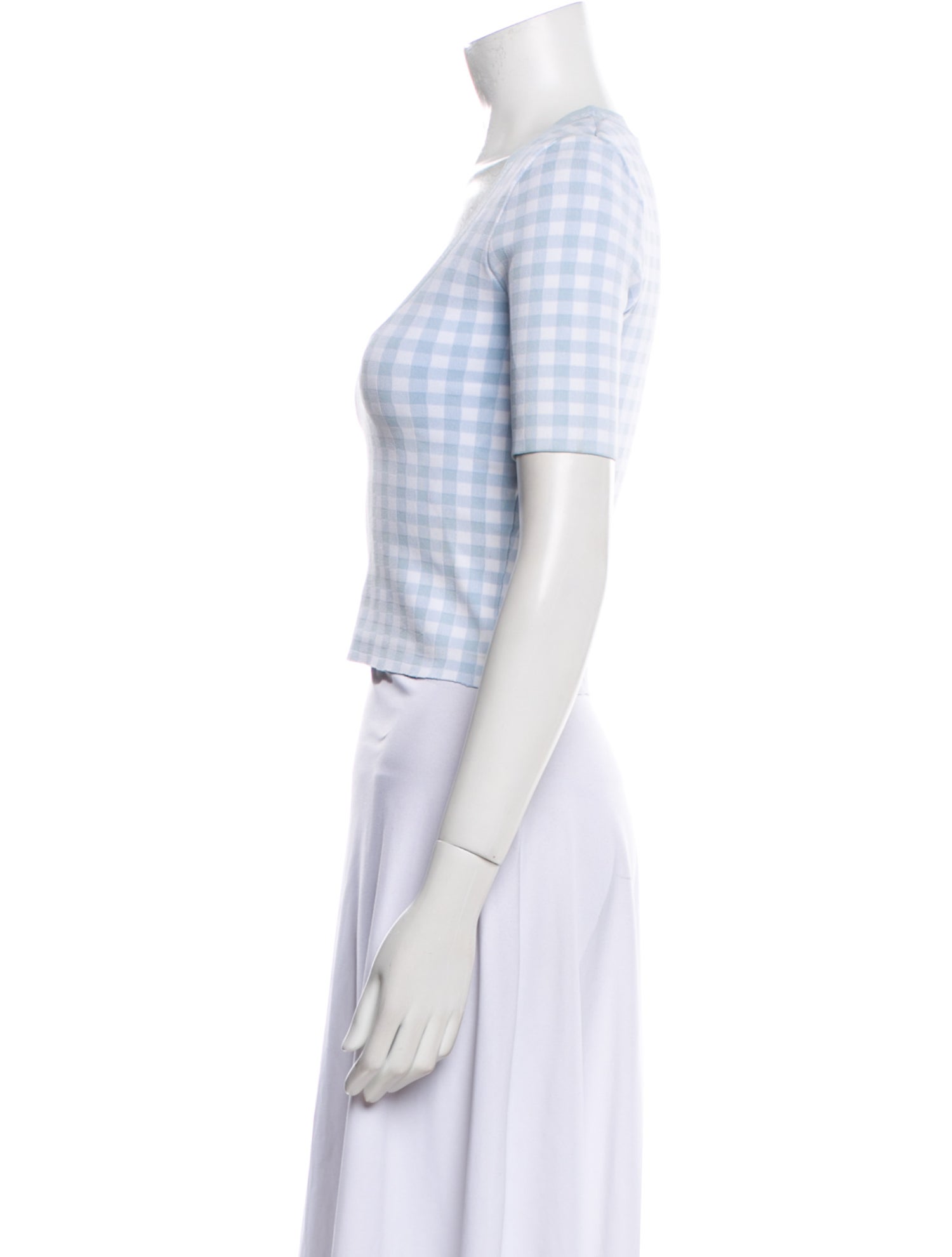 Alexanderwang.T Plaid Print Scoop Neck Crop Top