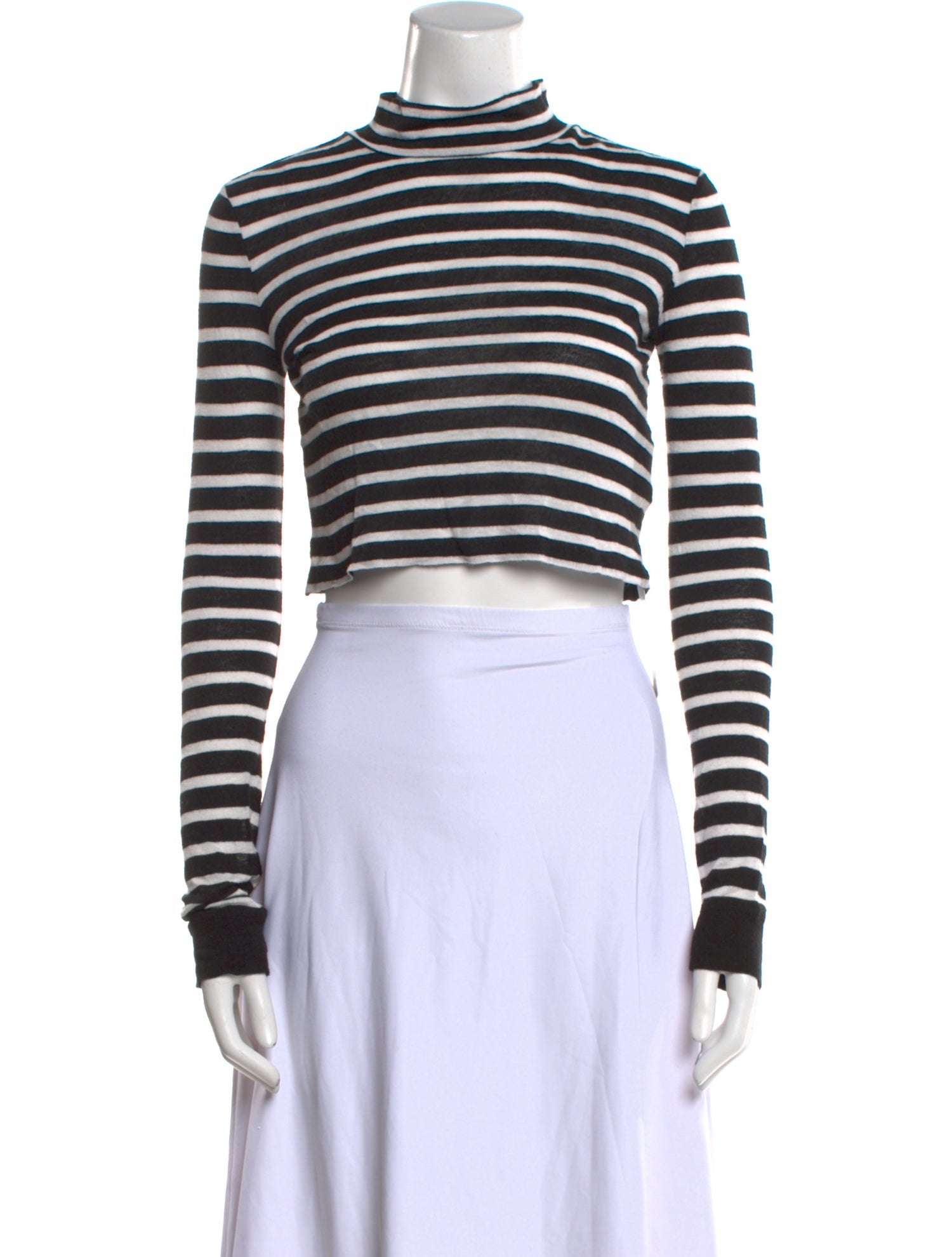 Alexanderwang.T Striped Mock Neck Crop Top