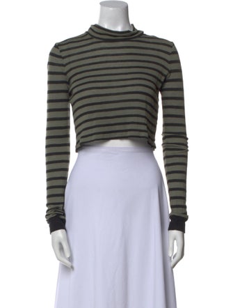 Alexanderwang.T Striped Mock Neck Crop Top
