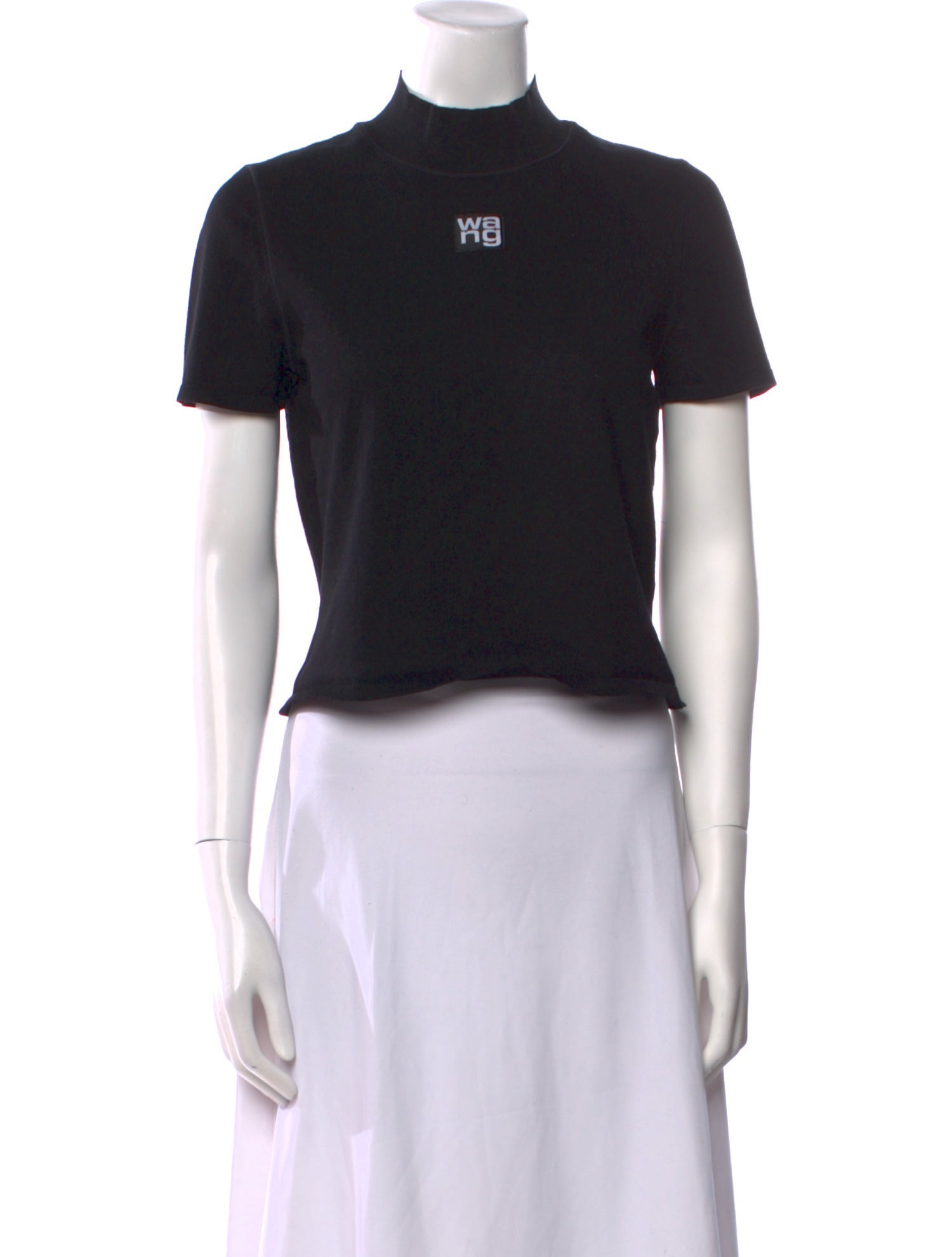 Alexanderwang.T Mock Neck Short Sleeve Crop Top