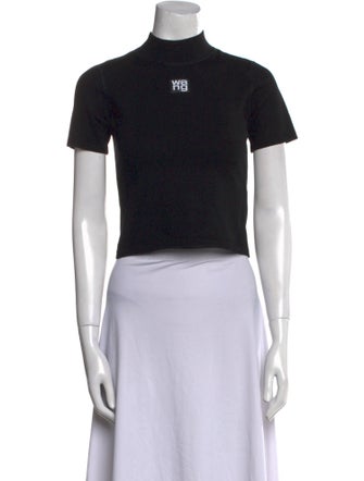 Alexanderwang.T Graphic Print Mock Neck Crop Top