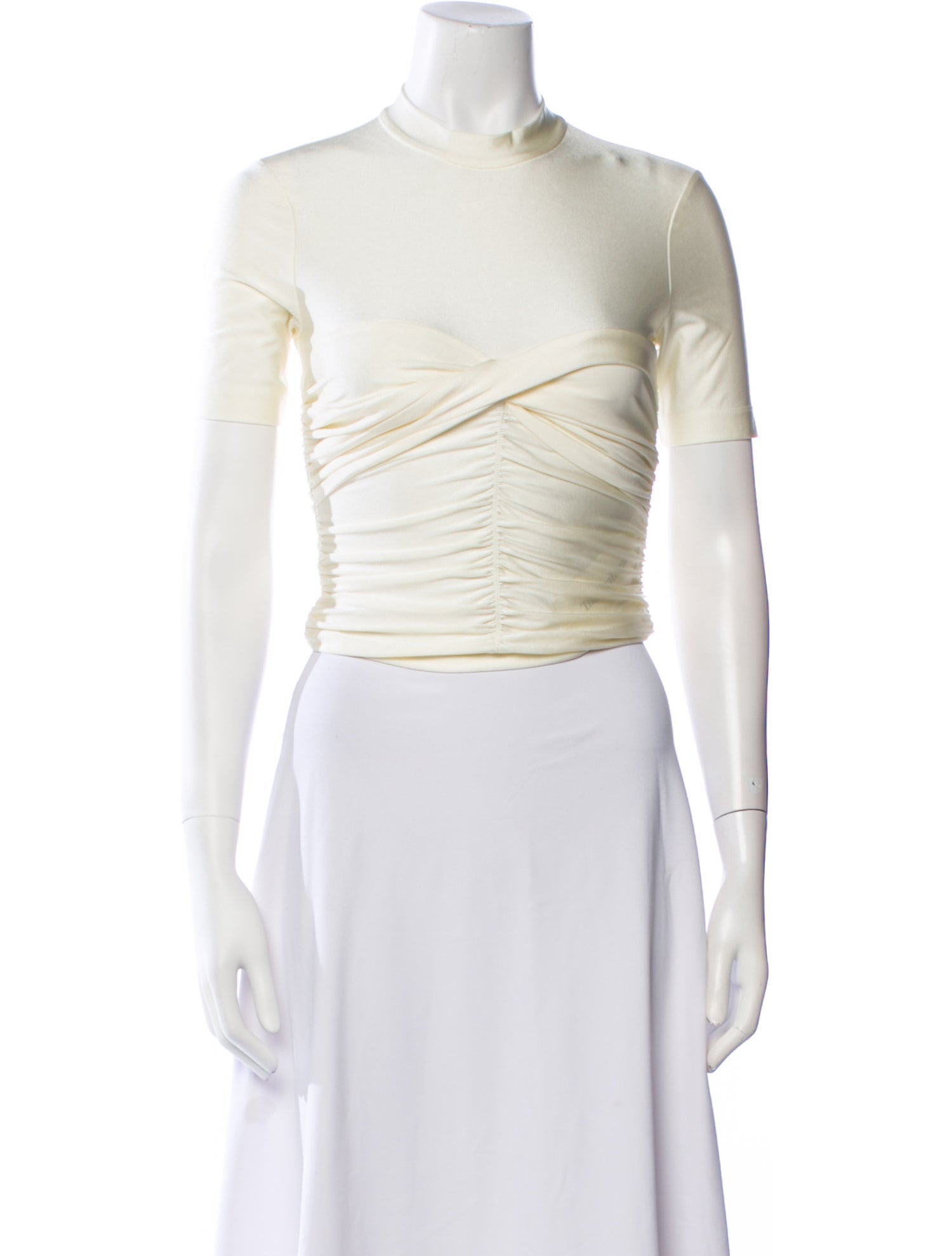 Alexanderwang.T Mock Neck Short Sleeve Crop Top