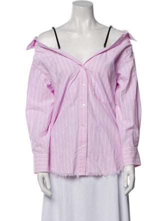 Alexanderwang.T V-Neck Long Sleeve Button-Up Top
