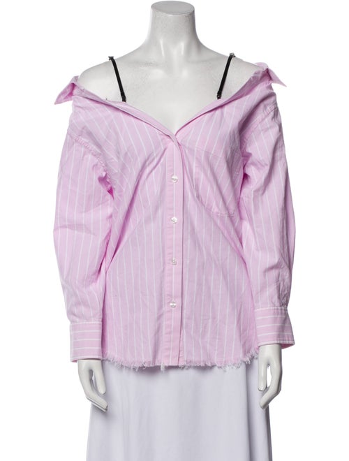 Alexanderwang.T V-Neck Long Sleeve Button-Up Top