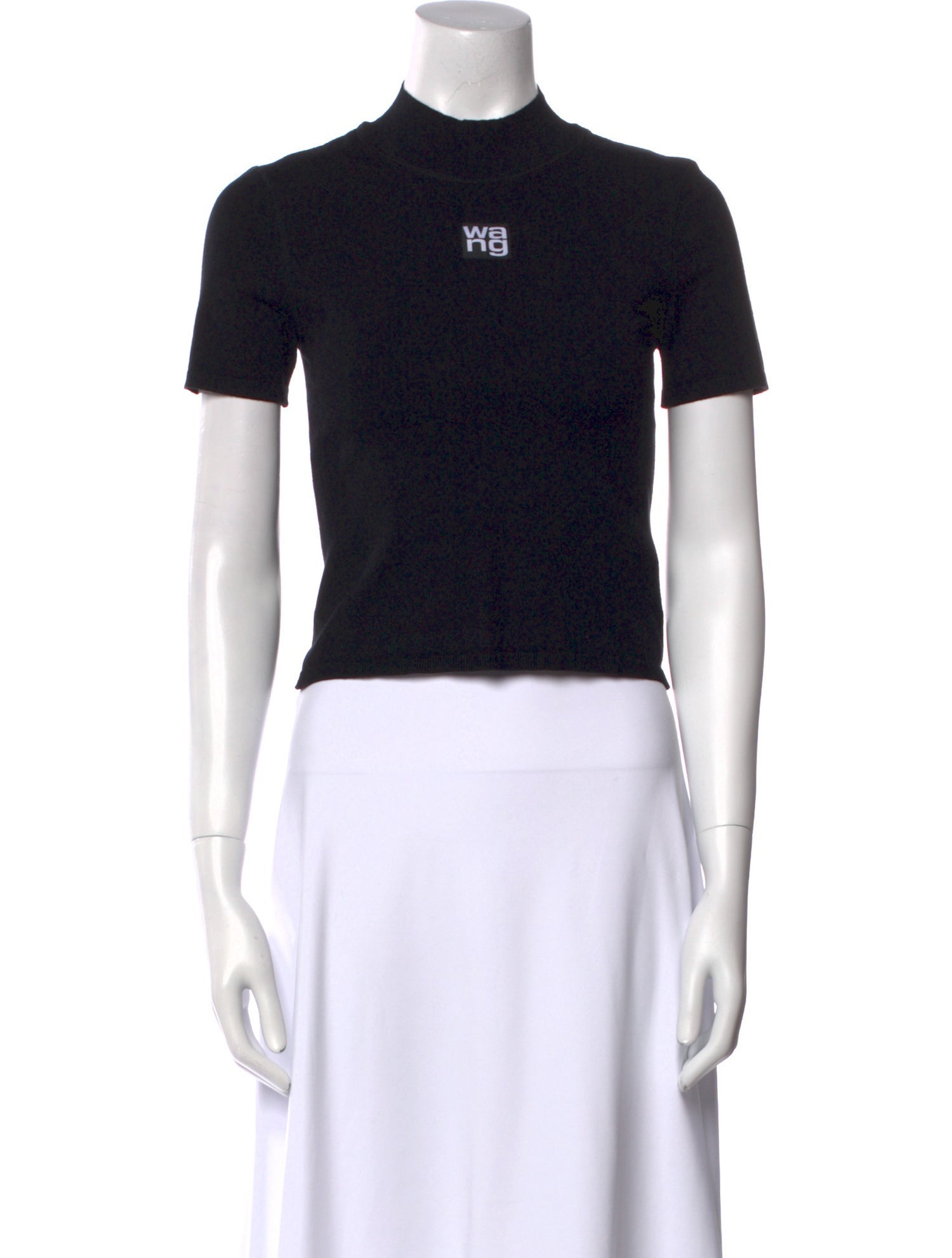 Alexanderwang.T Mock Neck Short Sleeve Crop Top