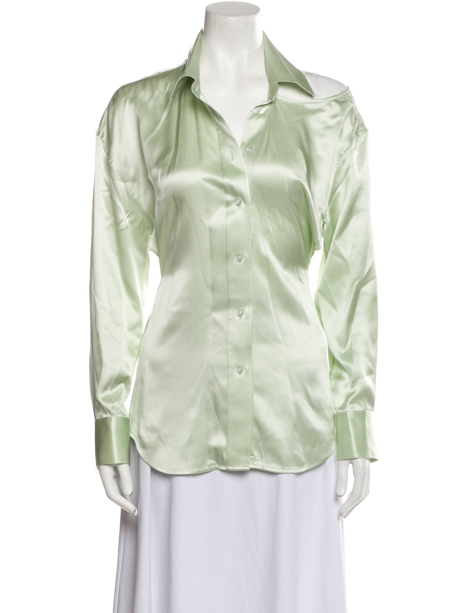 Alexanderwang.T Silk Long Sleeve Button-Up Top