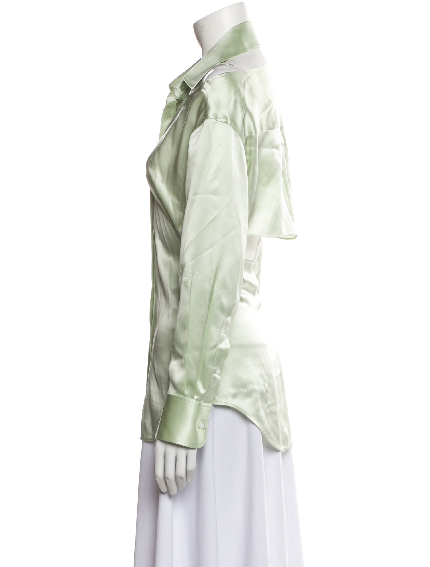 Alexanderwang.T Silk Long Sleeve Button-Up Top