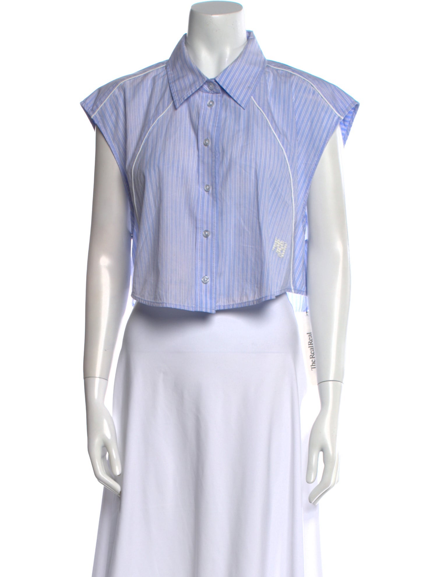 Alexanderwang.T Striped Short Sleeve Crop Top