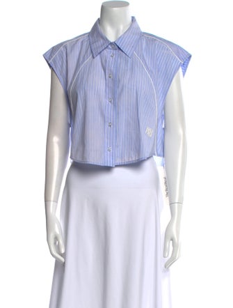 Alexanderwang.T Striped Short Sleeve Crop Top