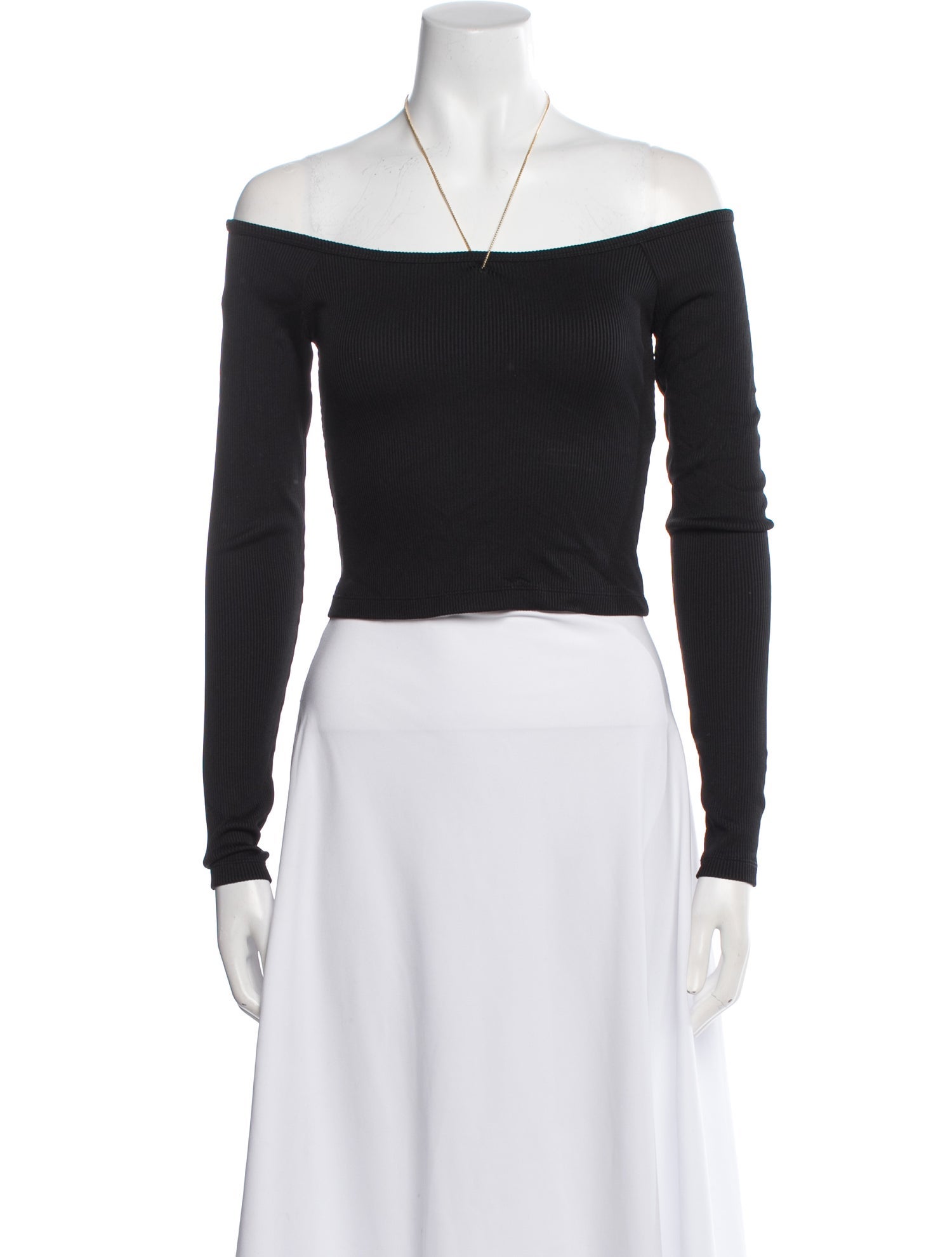 Alexanderwang.T Off-The-Shoulder Long Sleeve Crop Top