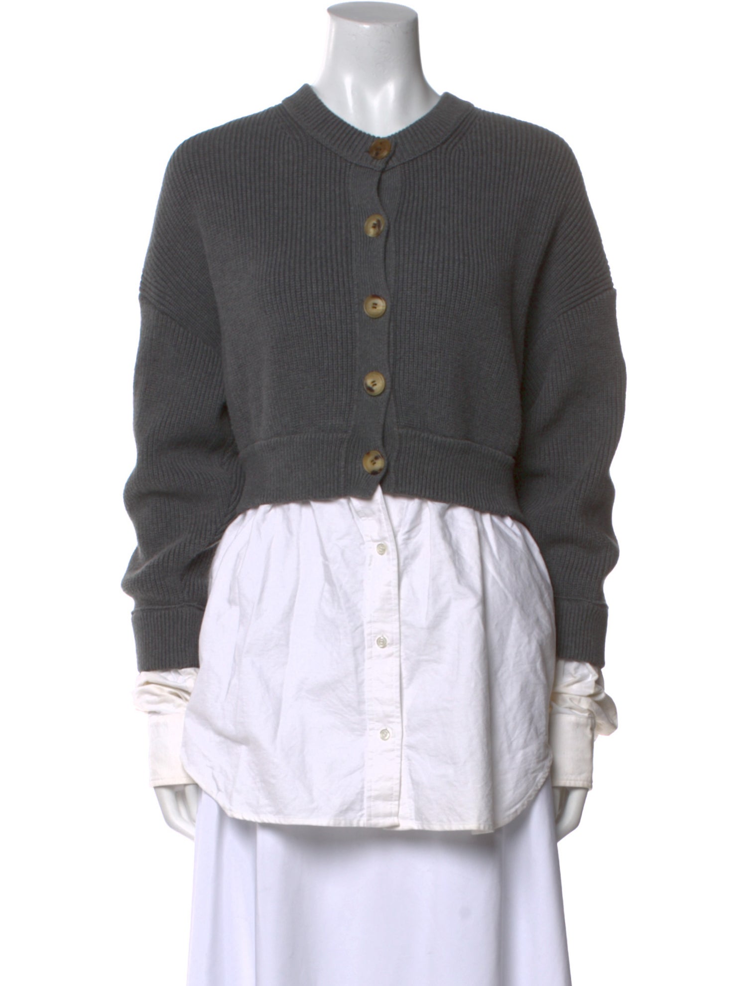 Alexanderwang.T Mock Neck Long Sleeve Button-Up Top