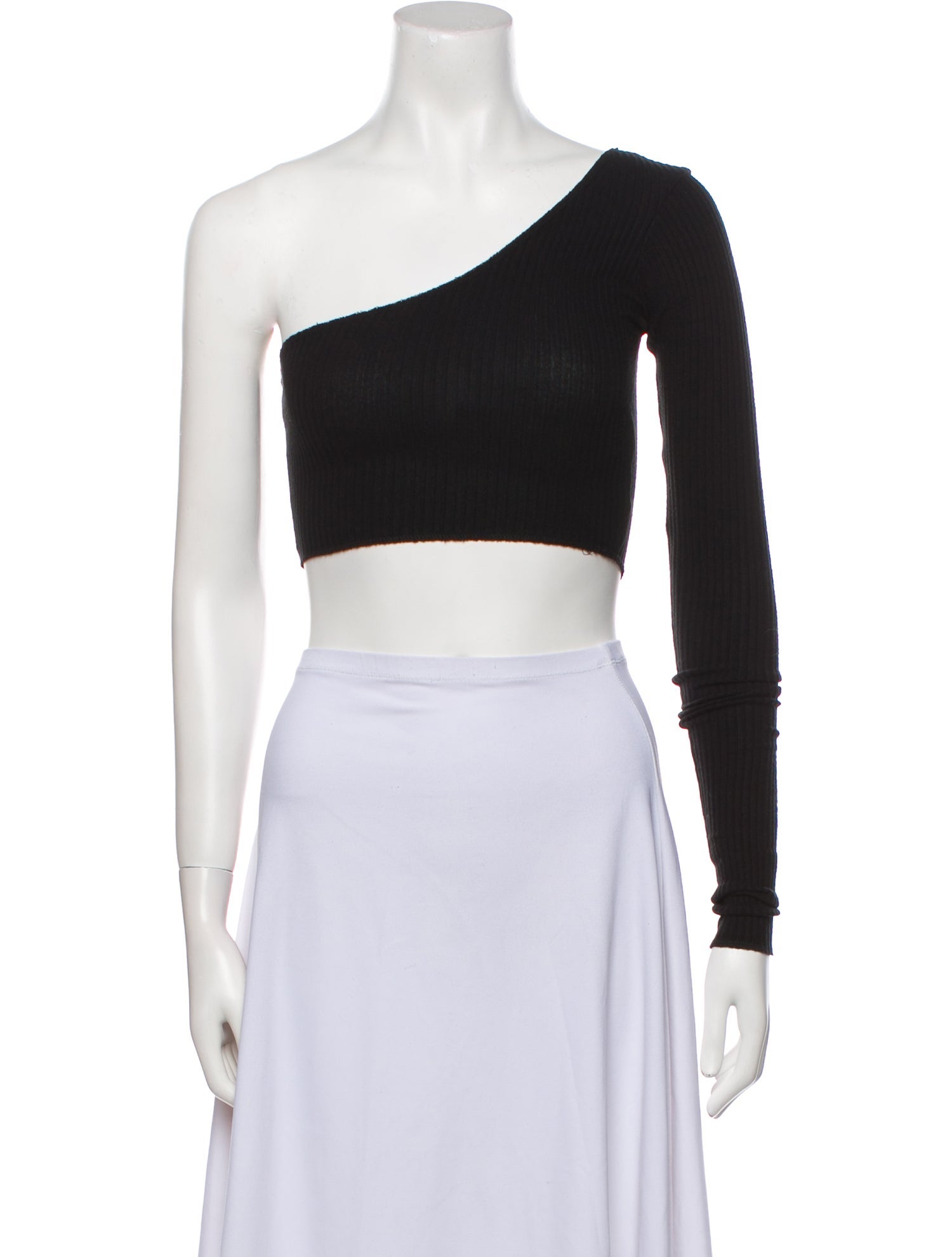 Are You Am I One-Shoulder Long Sleeve Crop Top