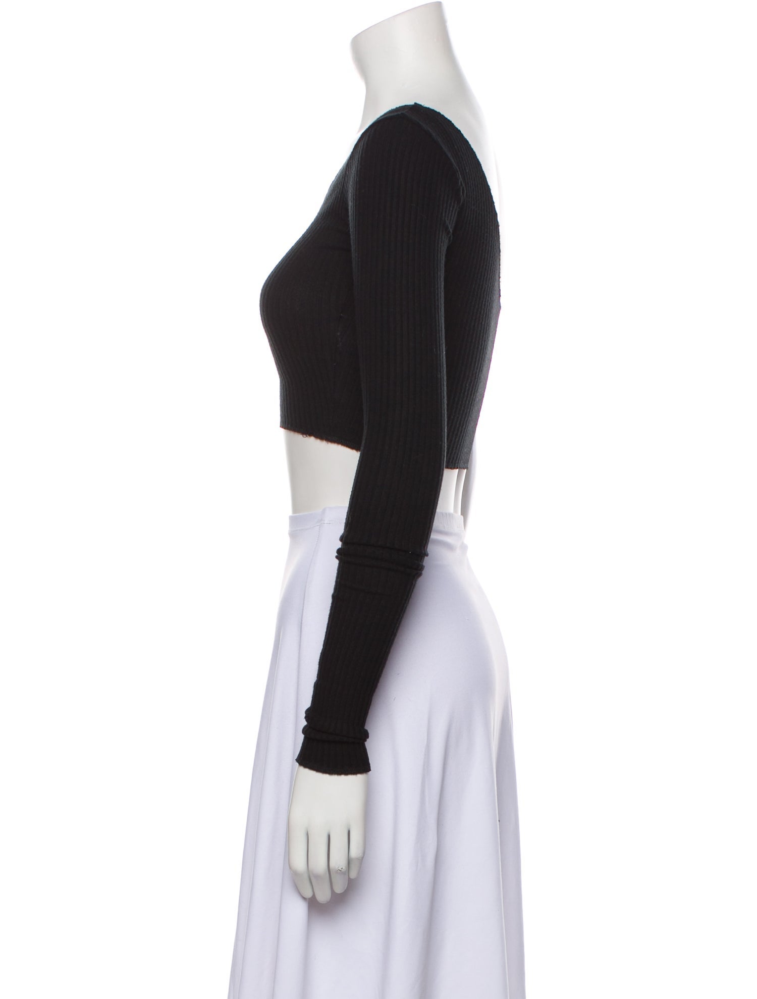 Are You Am I One-Shoulder Long Sleeve Crop Top