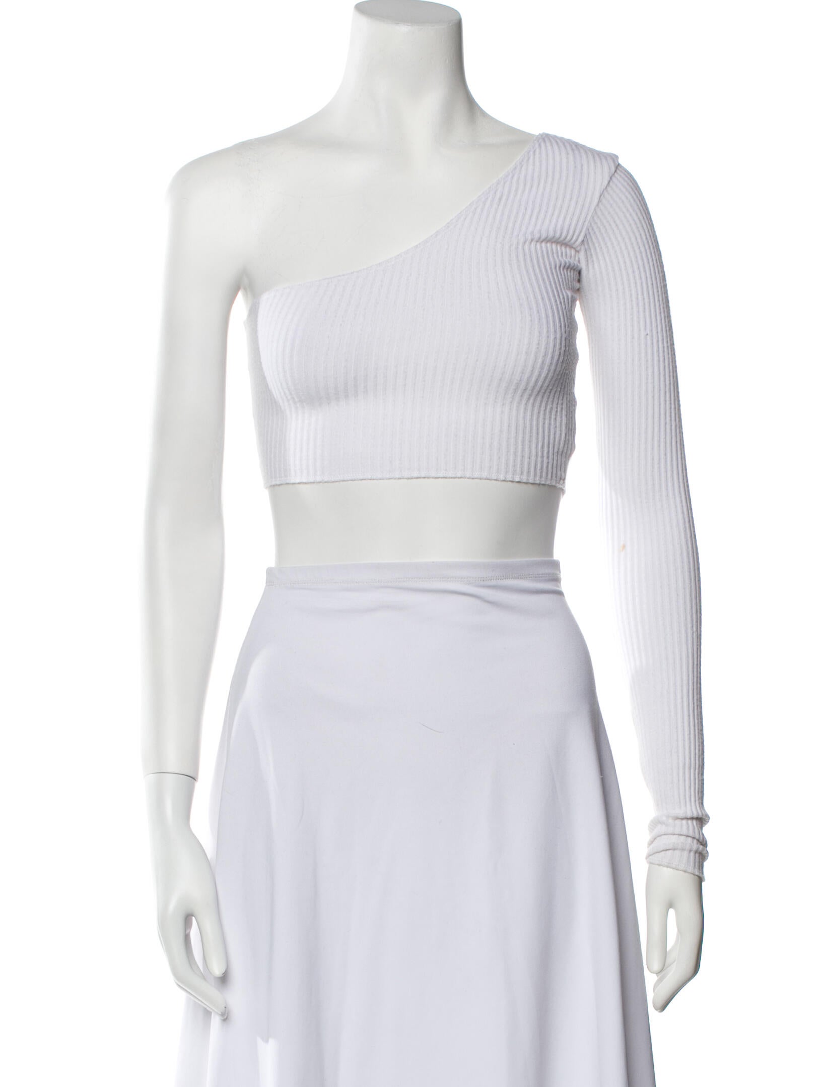 Are You Am I One-Shoulder Long Sleeve Crop Top