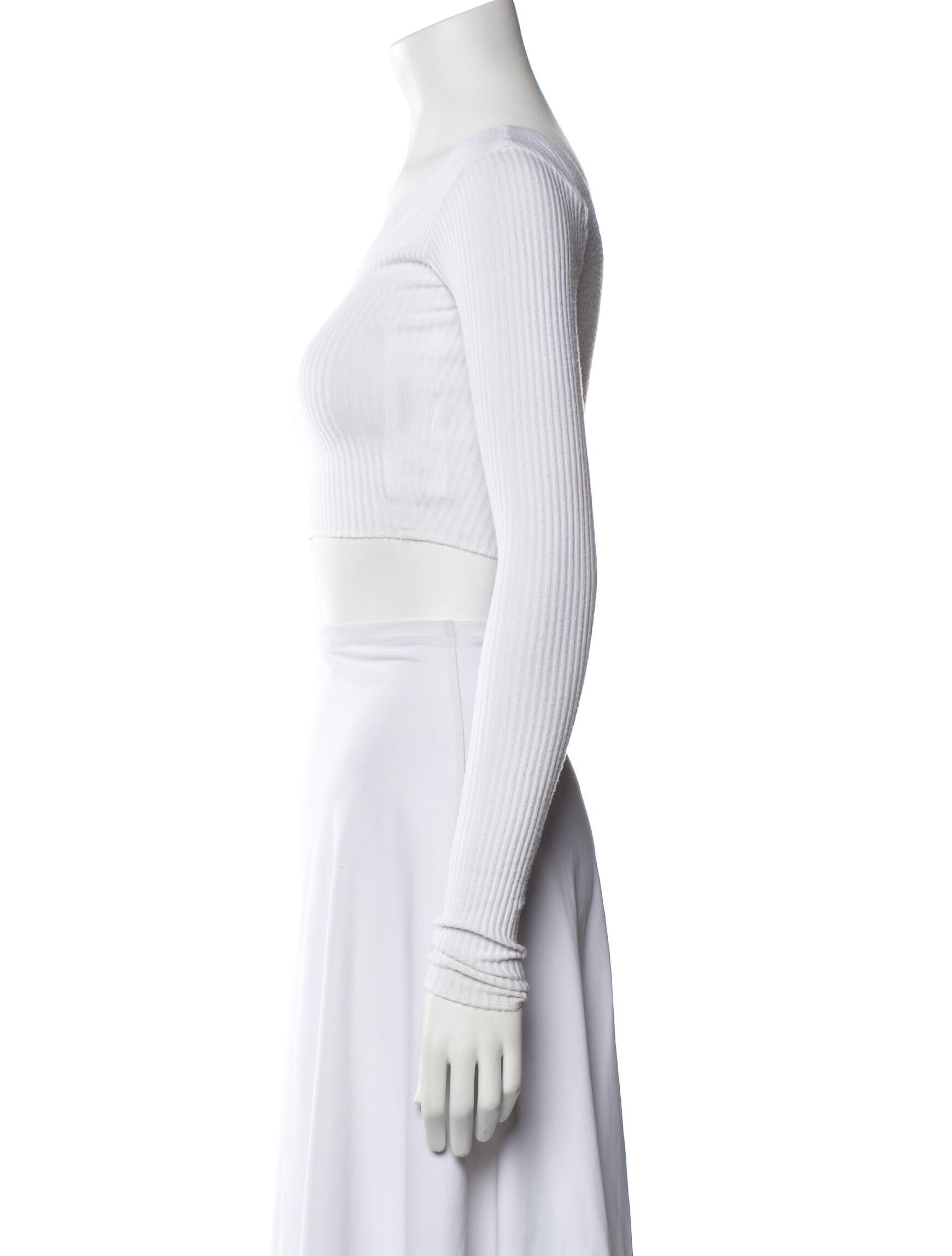 Are You Am I One-Shoulder Long Sleeve Crop Top