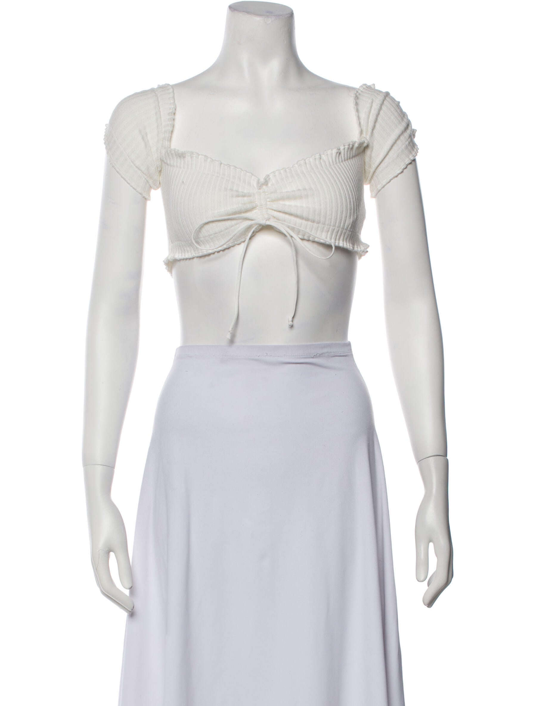 Are You Am I Square Neckline Short Sleeve Crop Top