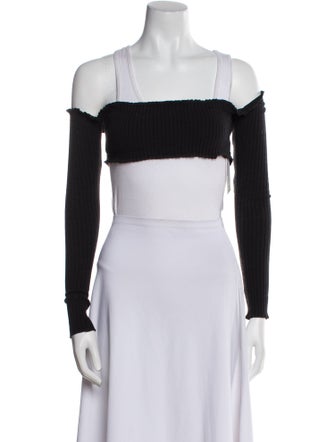 Are You Am I Square Neckline Long Sleeve Crop Top