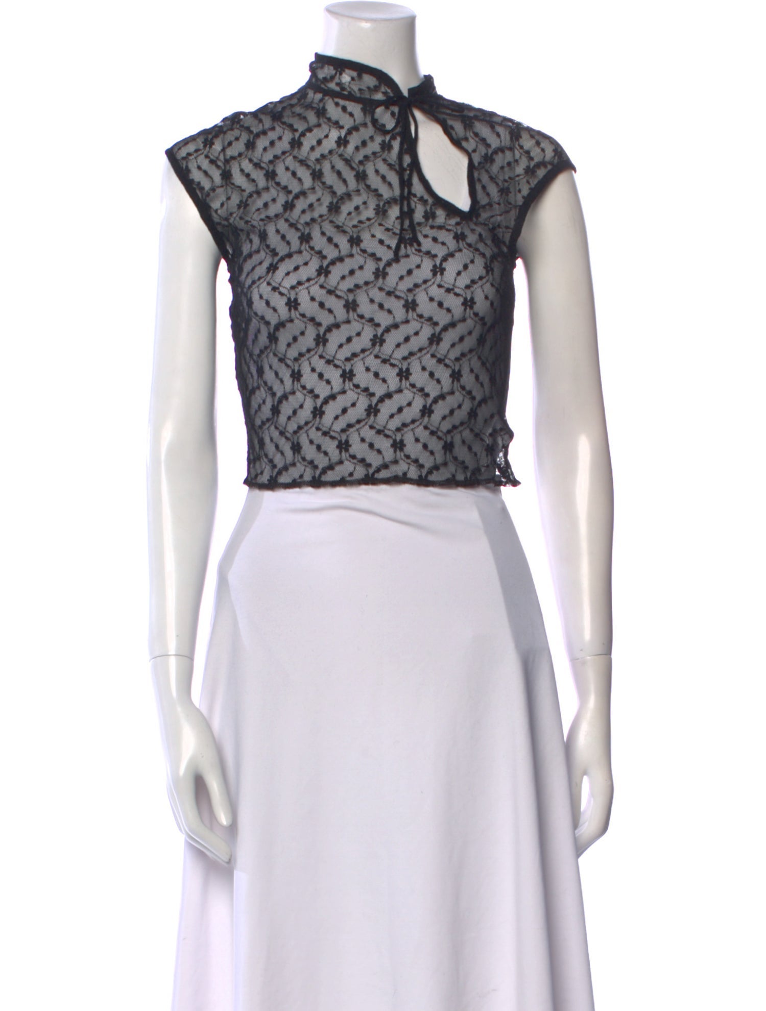 Are You Am I Nylon Lace Pattern Crop Top w/ Tags