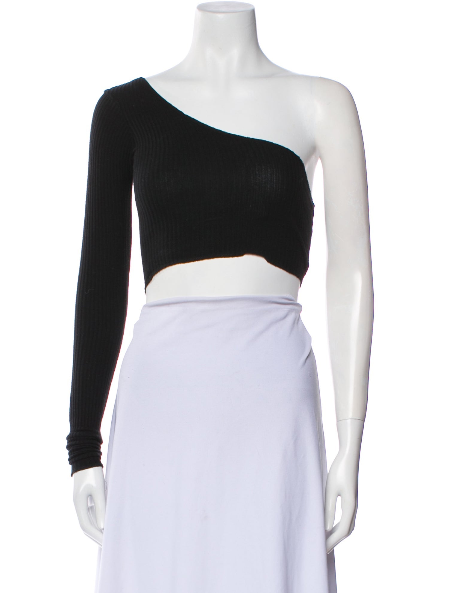 Are You Am I One-Shoulder Long Sleeve Crop Top