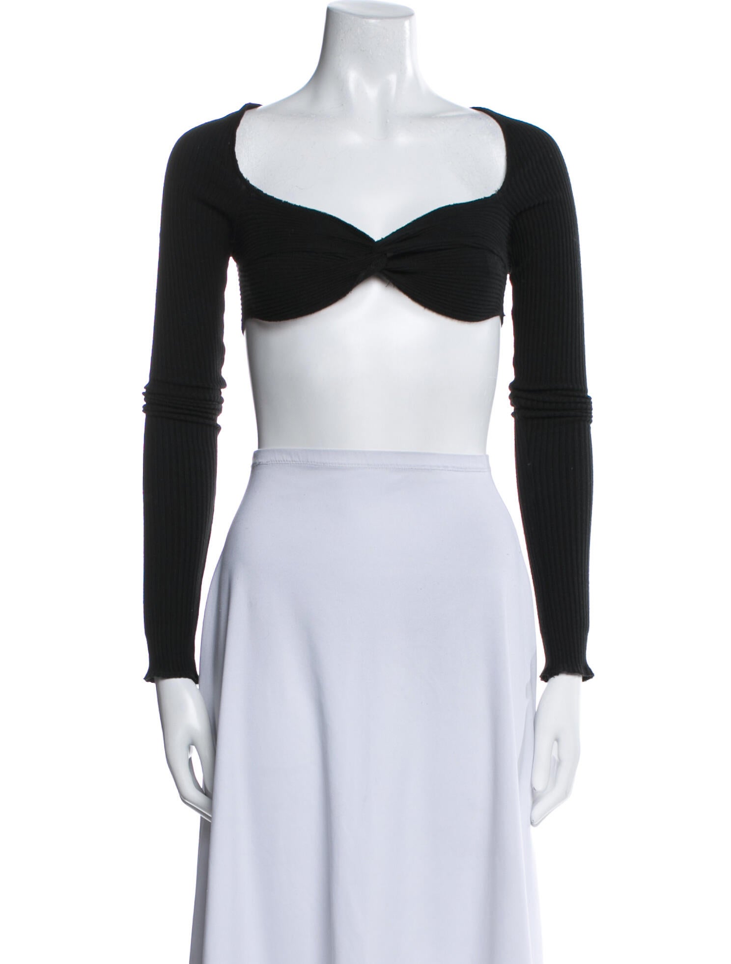 Are You Am I Square Neckline Long Sleeve Crop Top