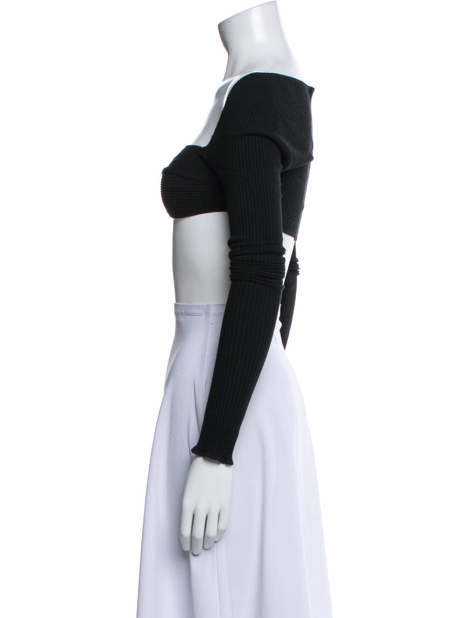 Are You Am I Square Neckline Long Sleeve Crop Top