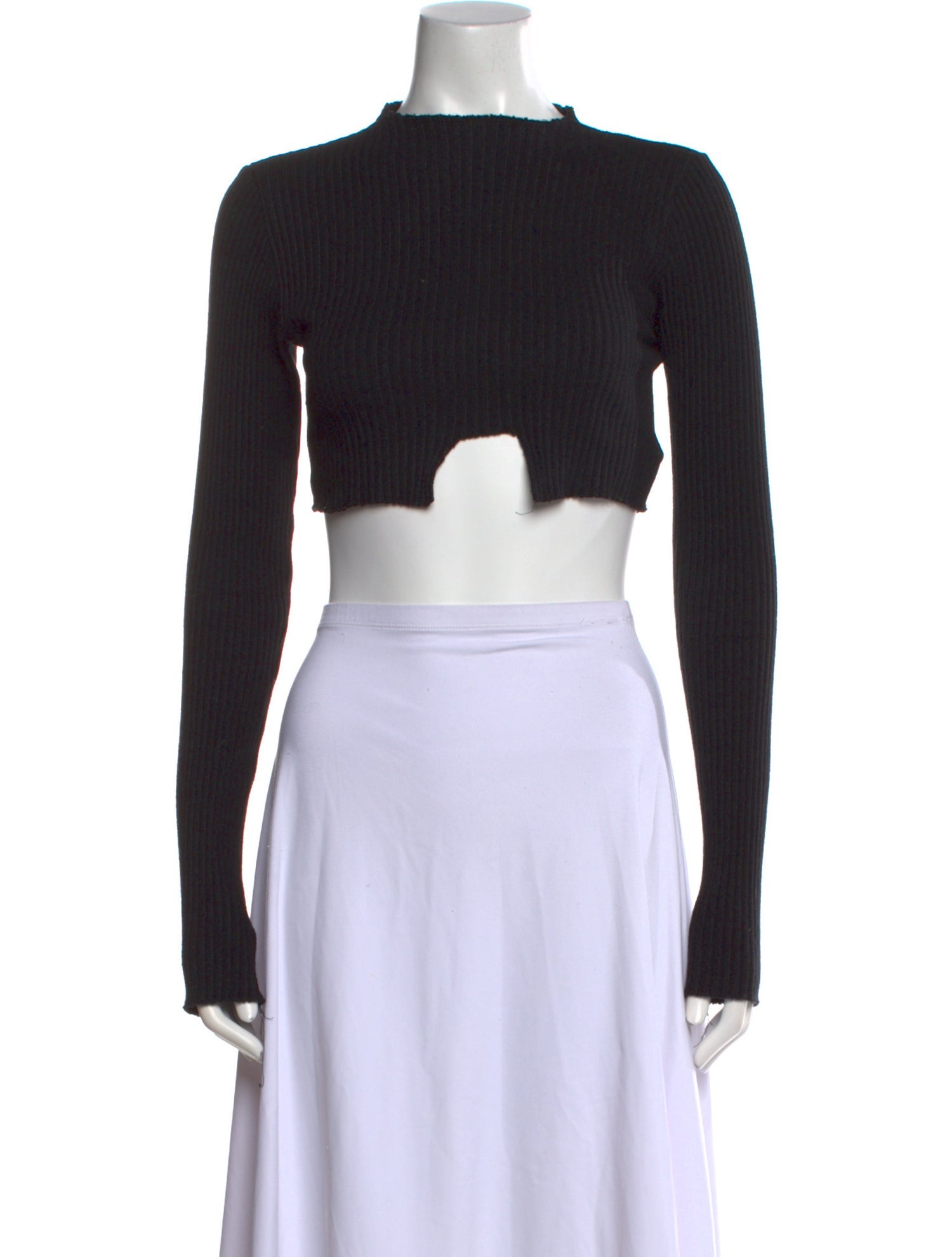 Are You Am I Crew Neck Long Sleeve Crop Top