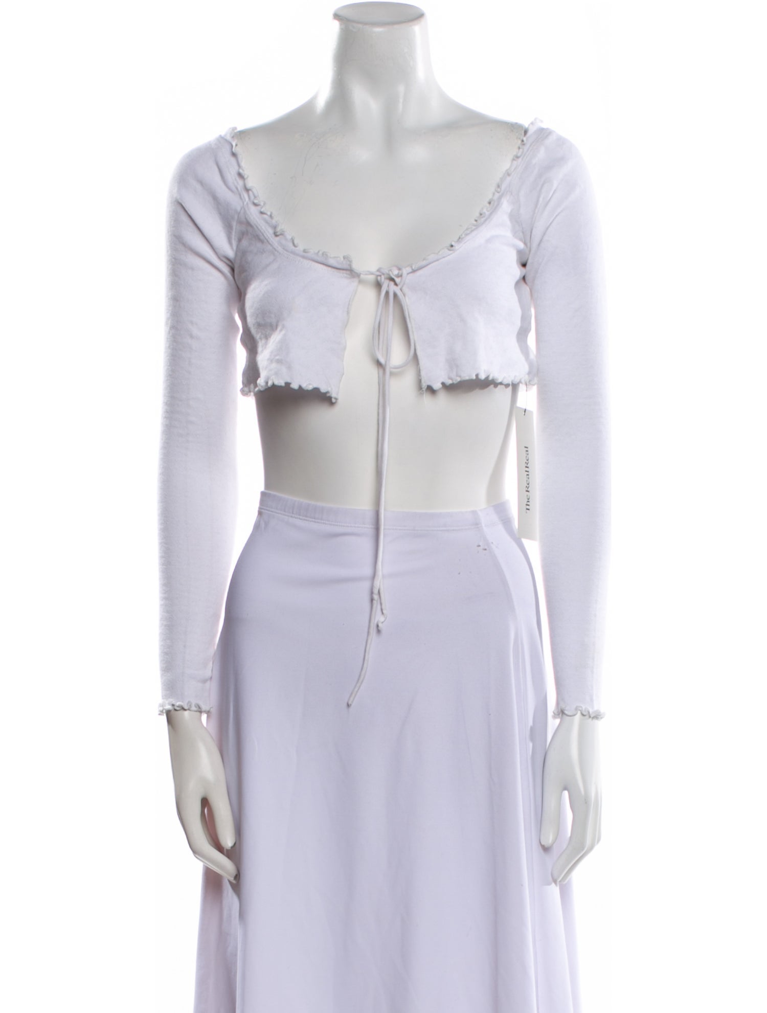 Are You Am I V-Neck Three-Quarter Sleeve Crop Top