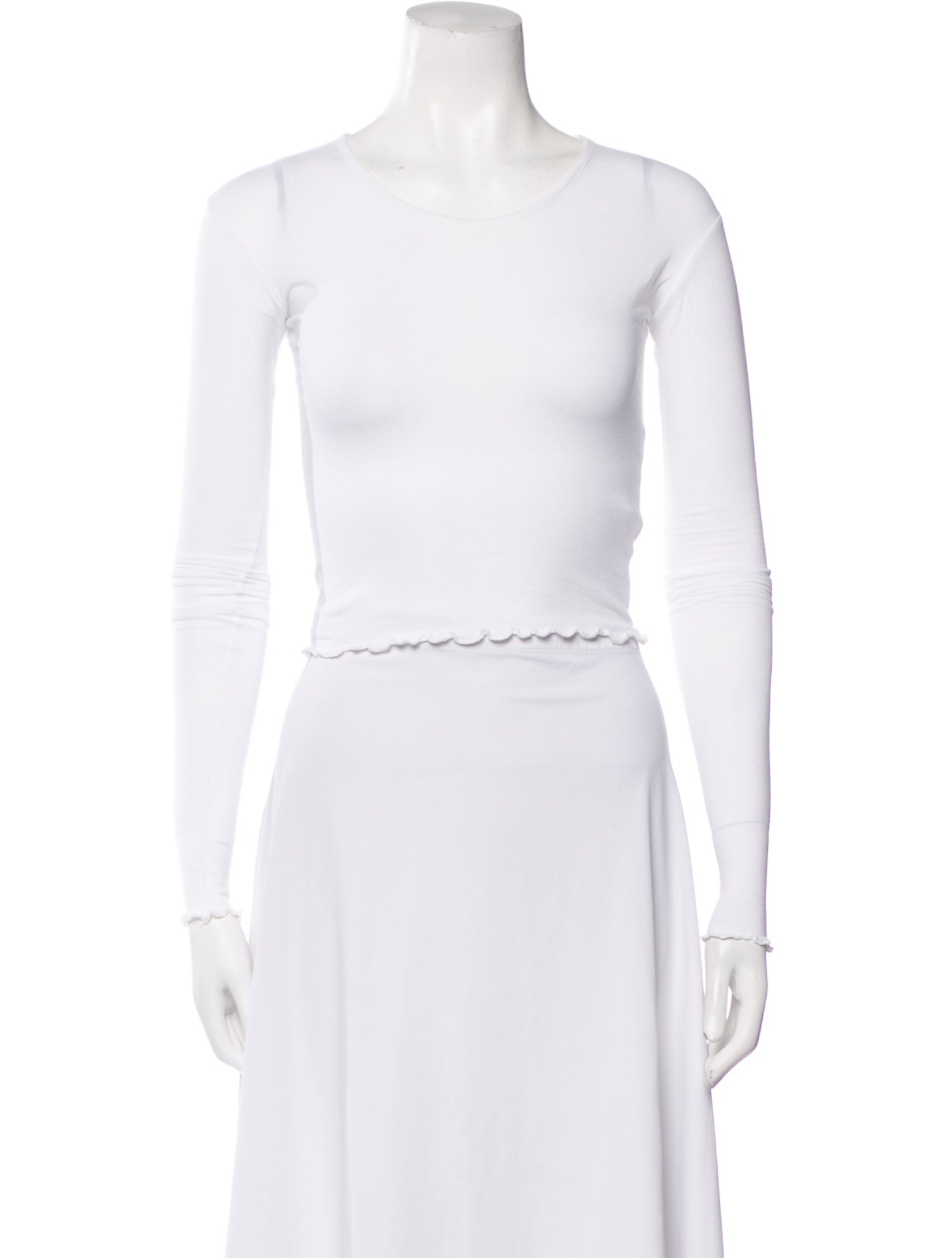 Are You Am I Scoop Neck Long Sleeve Crop Top