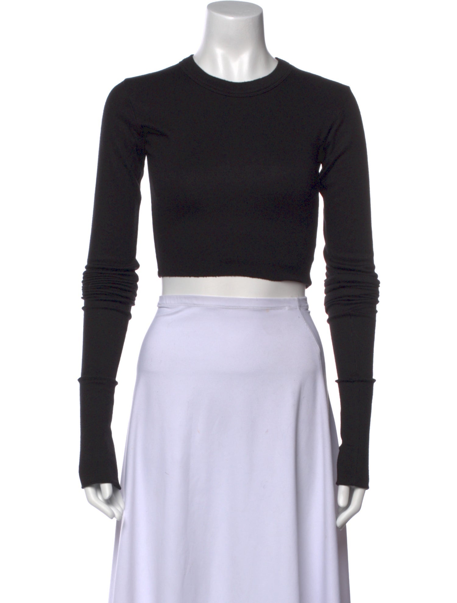 Are You Am I Crew Neck Long Sleeve Crop Top