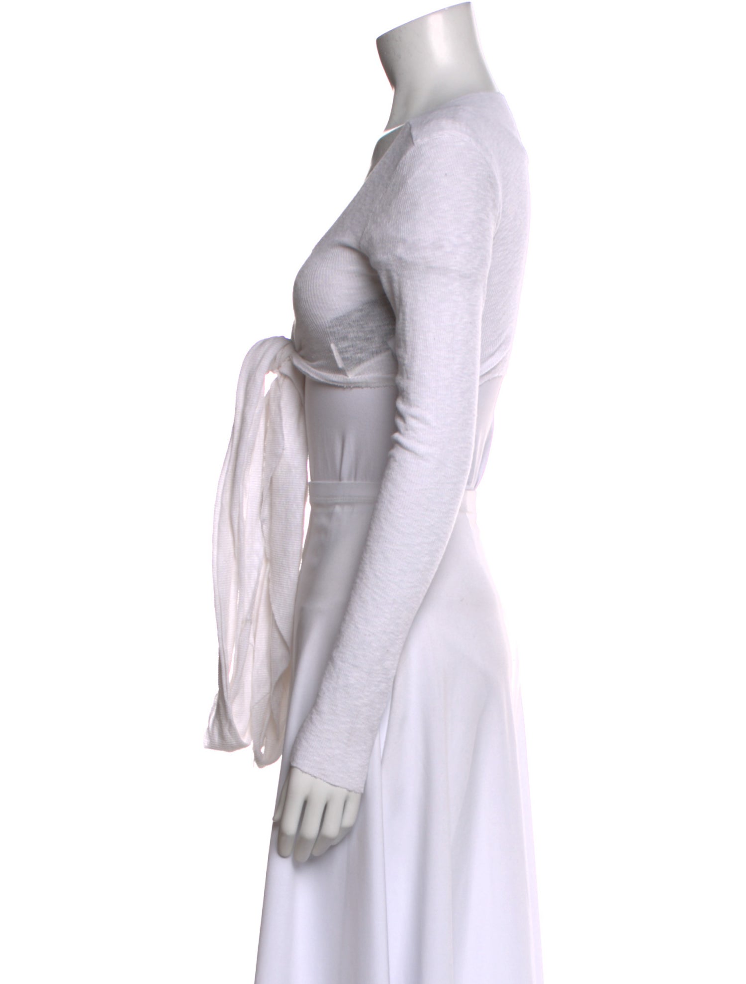 Are You Am I V-Neck Long Sleeve Crop Top