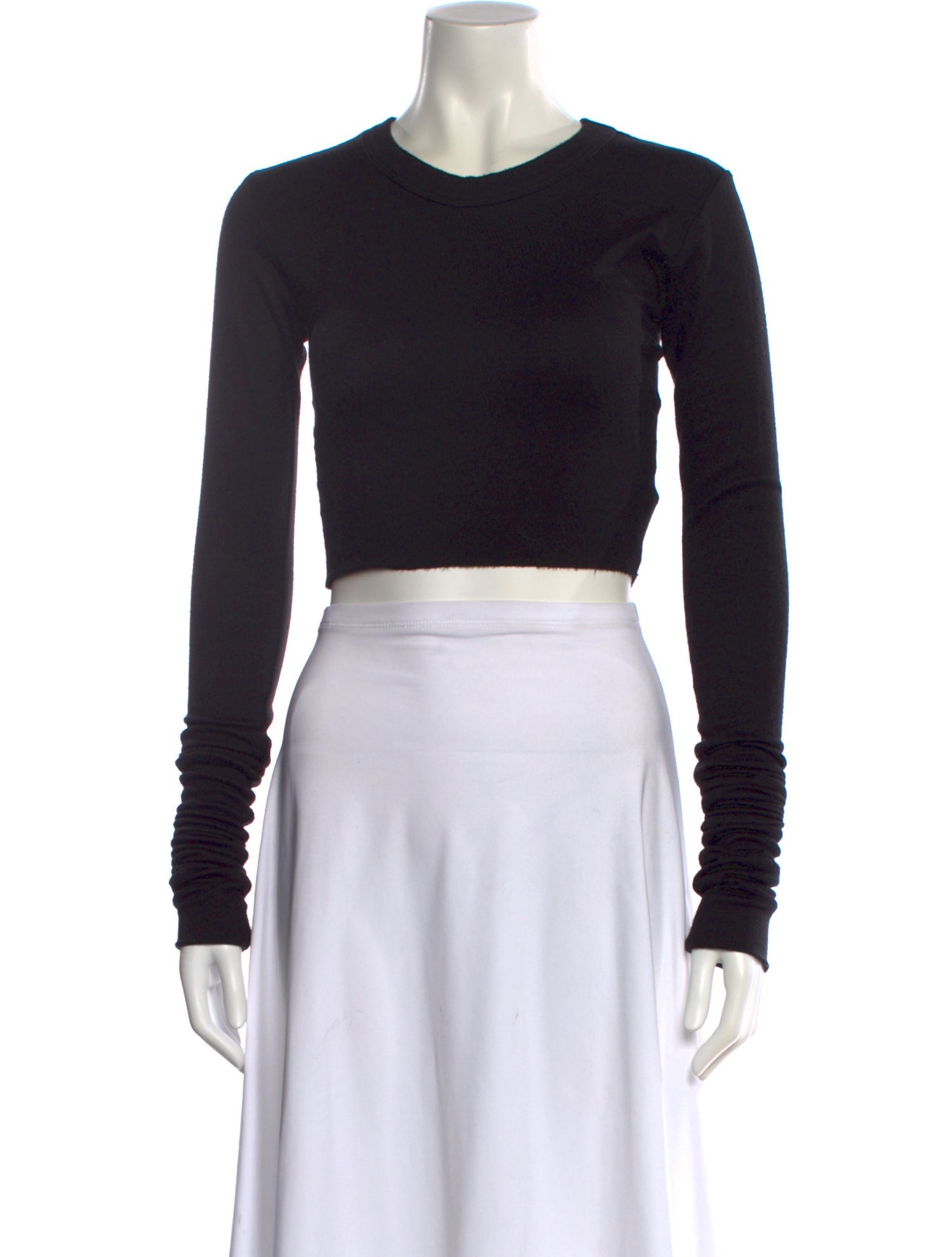 Are You Am I Crew Neck Long Sleeve Crop Top