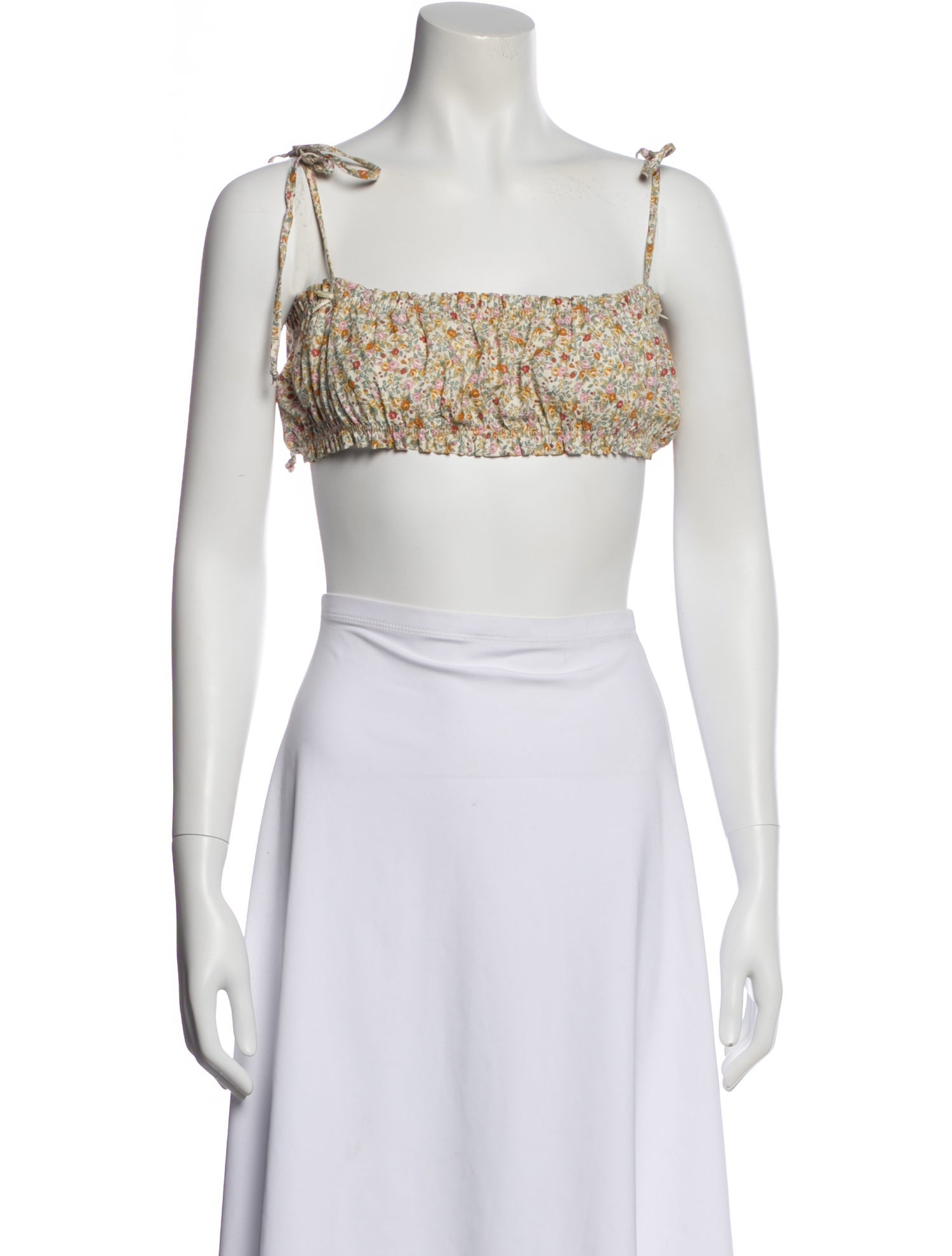 Are You Am I Floral Print Square Neckline Crop Top