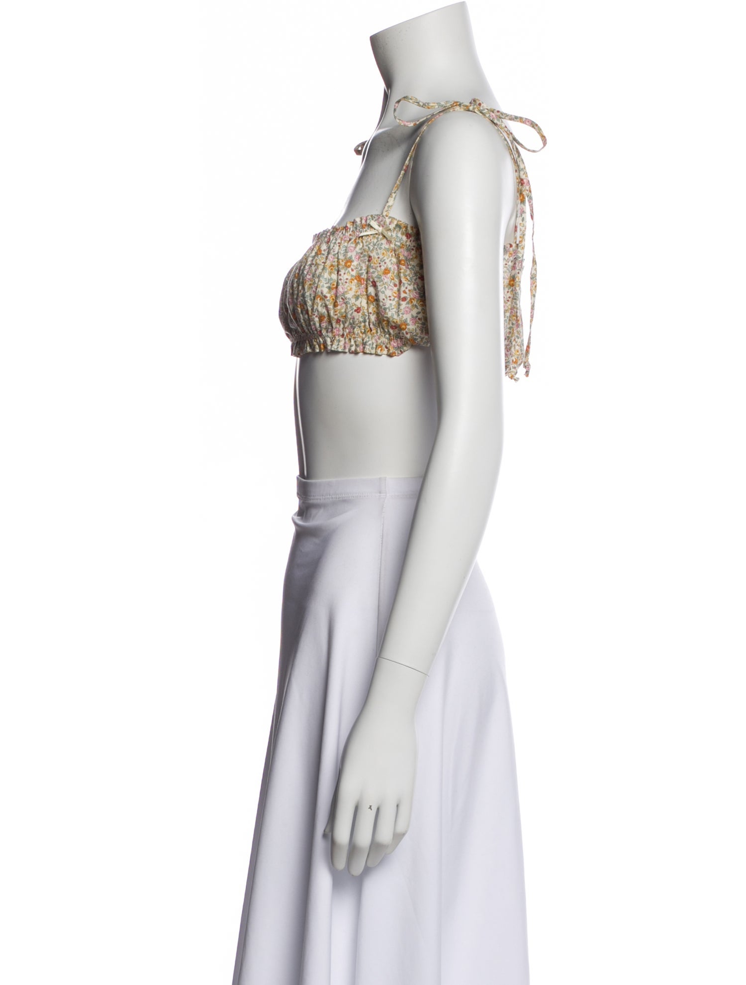 Are You Am I Floral Print Square Neckline Crop Top