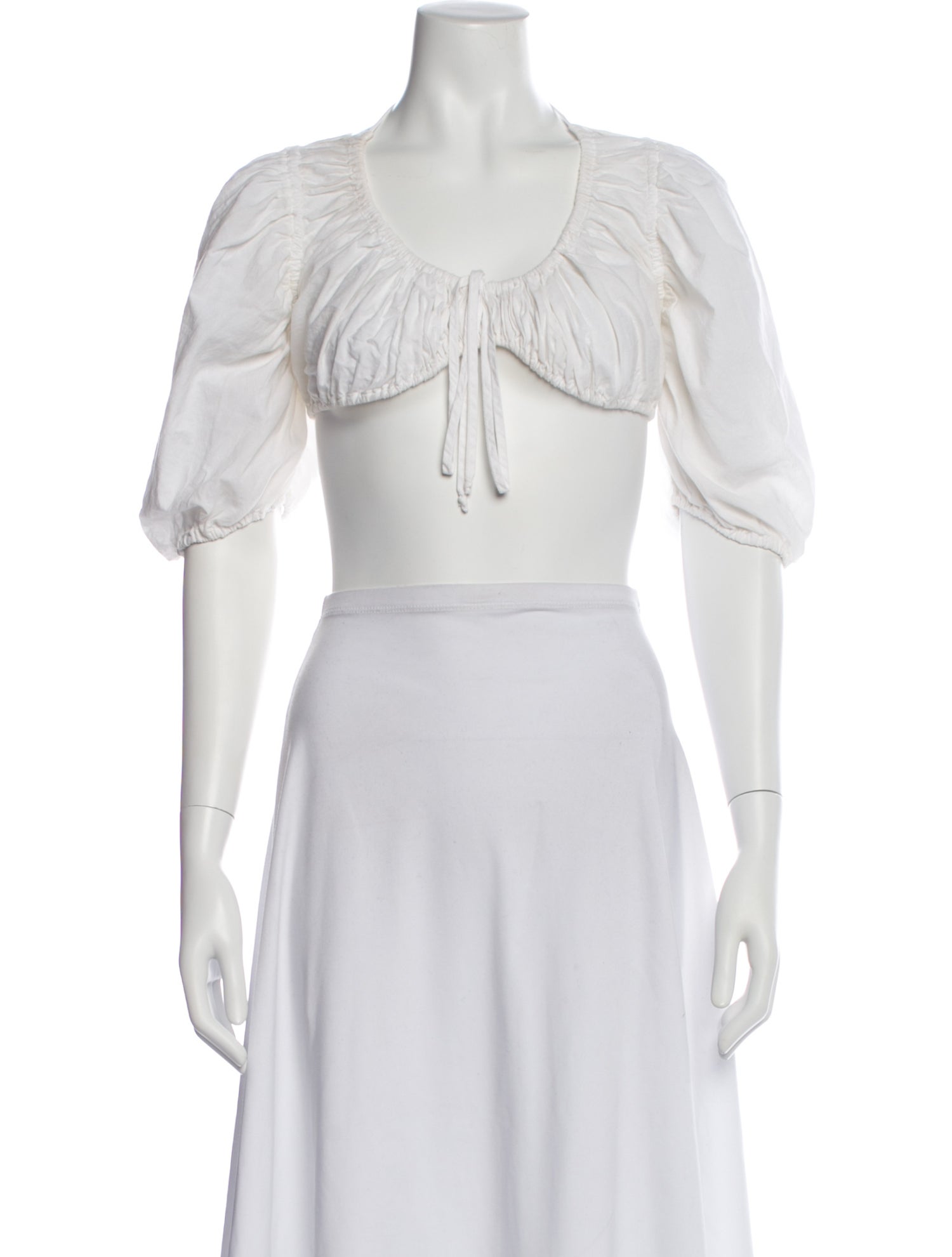 Are You Am I Tie Neck Three-Quarter Sleeve Crop Top